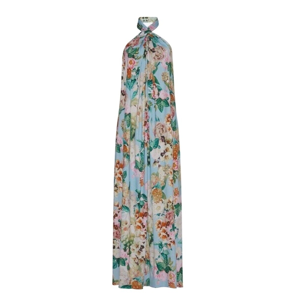 Cara Cara Dress Marion Blue Floral Maxi Twist Halter Neck Backless Open Back XL - Picture 3 of 10